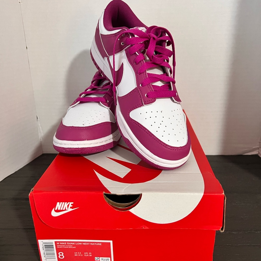 Nike Dunk Low in Magenta and White